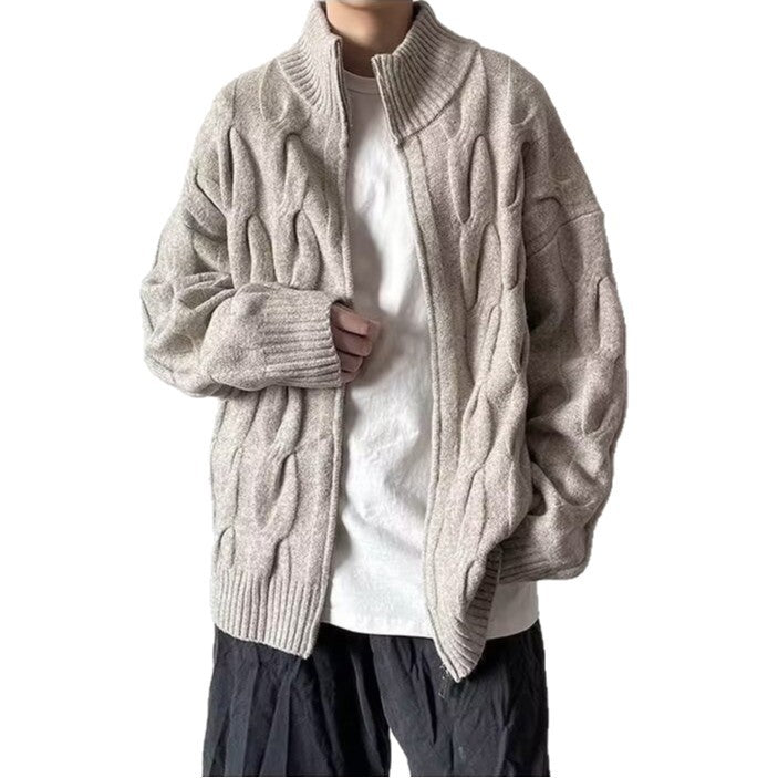 Women's chunky knit cardigan with high collar Mune Fashion