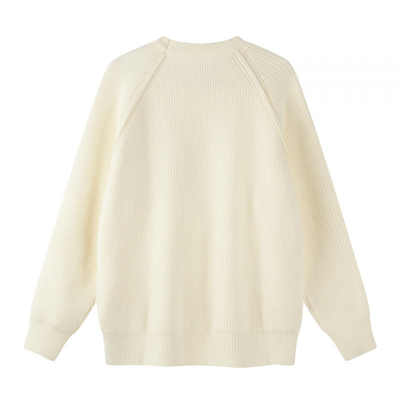 Unisex Oversize Fine Knit Sweater with Round Neck, Raglan Sleeves and Ribbed Cuffs Mune Fashion