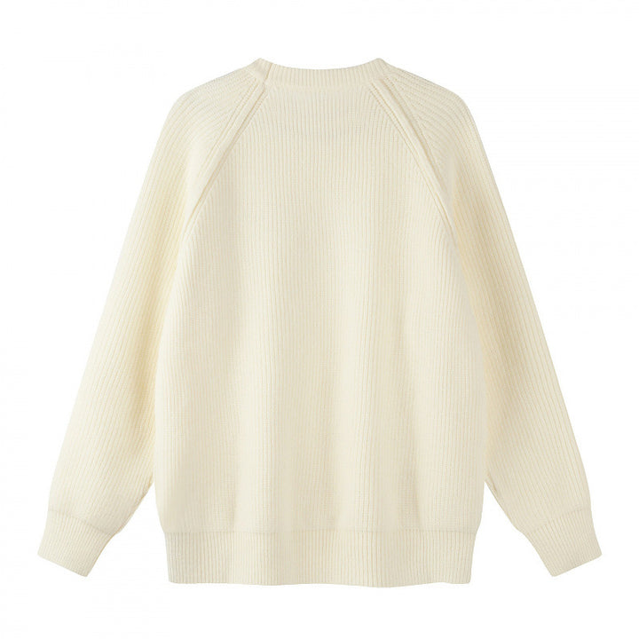 Unisex Oversize Fine Knit Sweater with Round Neck, Raglan Sleeves and Ribbed Cuffs Mune Fashion