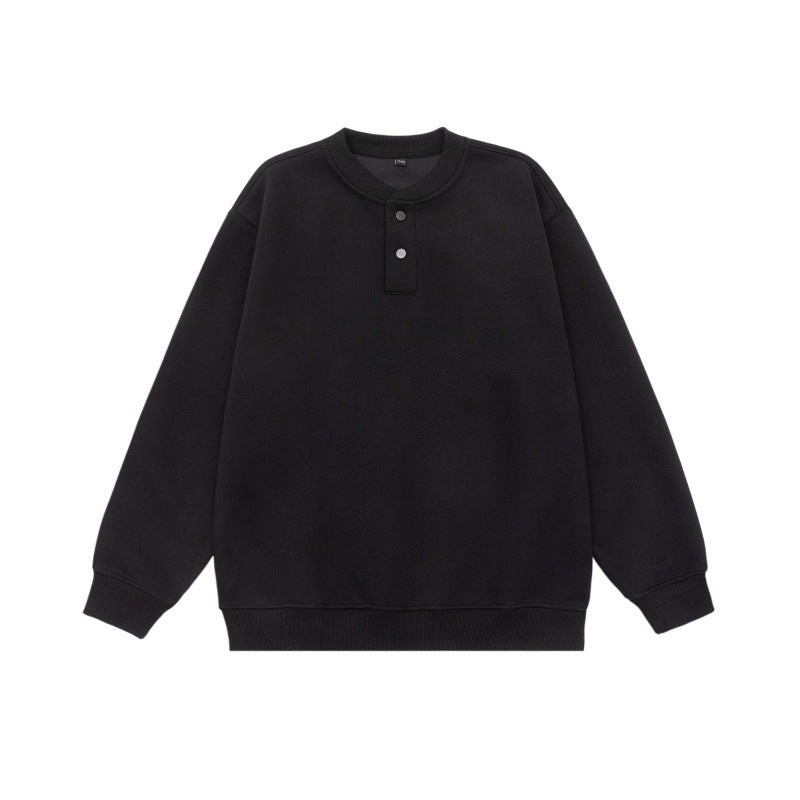Unisex Loose-fit sweatshirt with half-button placket and ribbed cuffs Mune Fashion