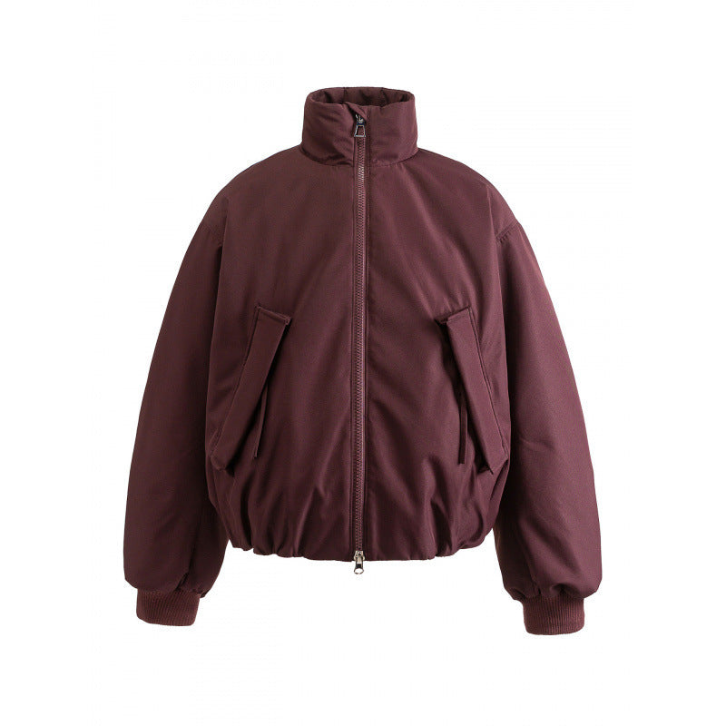 Unisex Boxy quilted bomber jacket with high stand-up collar and flap pockets Mune Fashion