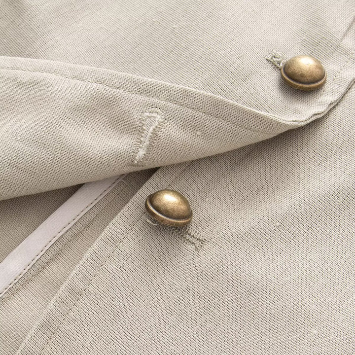 Women Tailored Stand Collar Blazer with Decorative Metal Buttons Mune Fashion