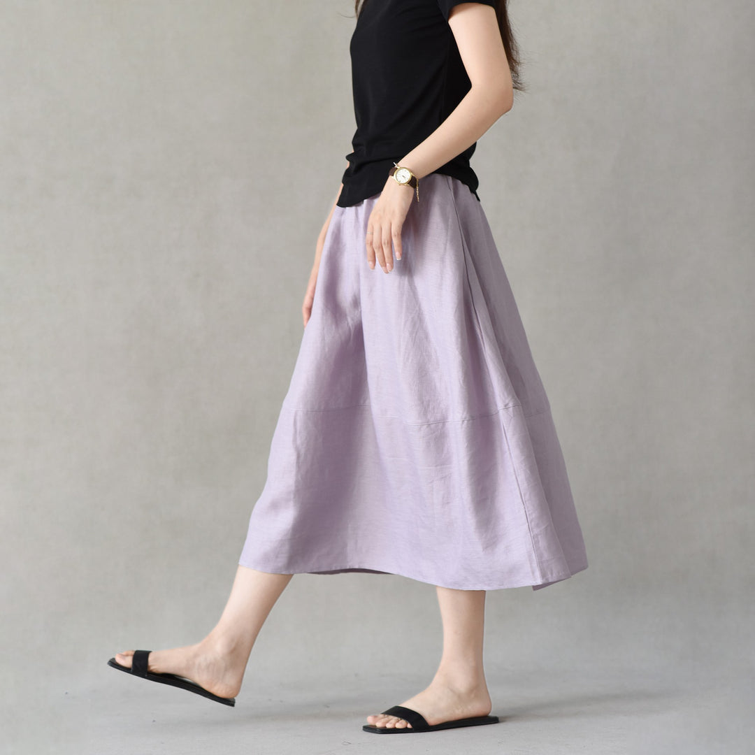 Women Wide-cut Midi Skirt made of airy cotton Mune Fashion