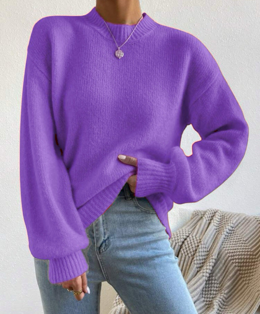 Women’s Oversized Fine Knit Sweater with Suggested Mohair Effect and Extended Ribbed Cuffs Mune Fashion