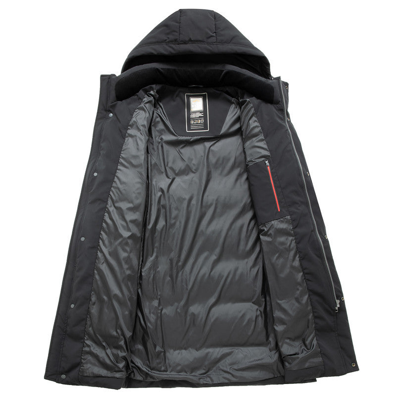 Men's Waterproof Down Parka with Hood and Extended Cut Mune Fashion
