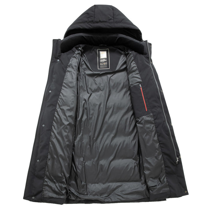 Men's Waterproof Down Parka with Hood and Extended Cut Mune Fashion