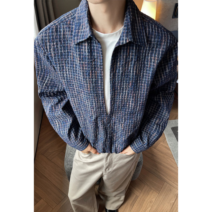 Men's Casual Shirt Blouse with Textured Design Mune Fashion