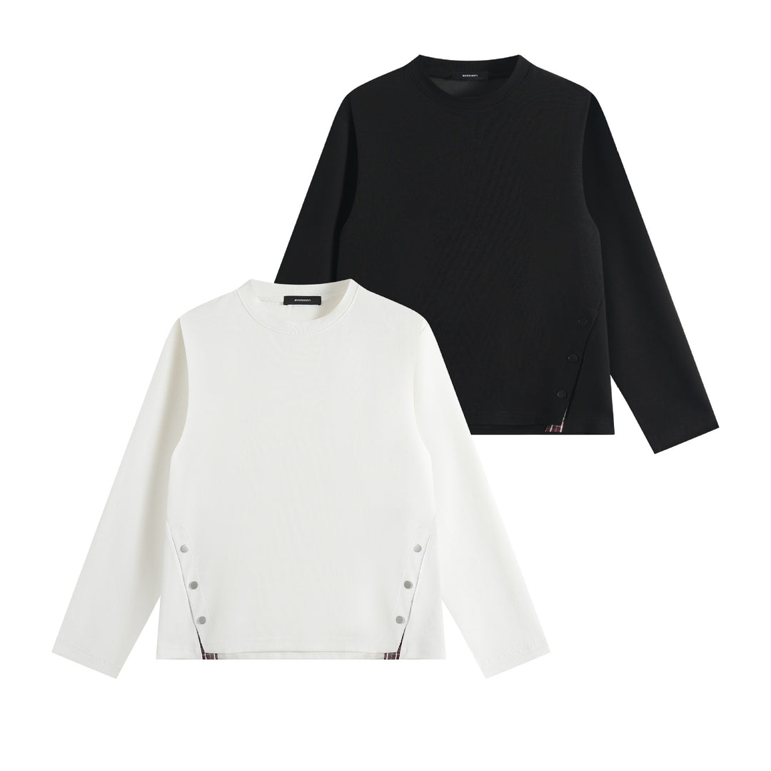 Unisex Oversize Sweatshirt with side snap button plackets and crew neck