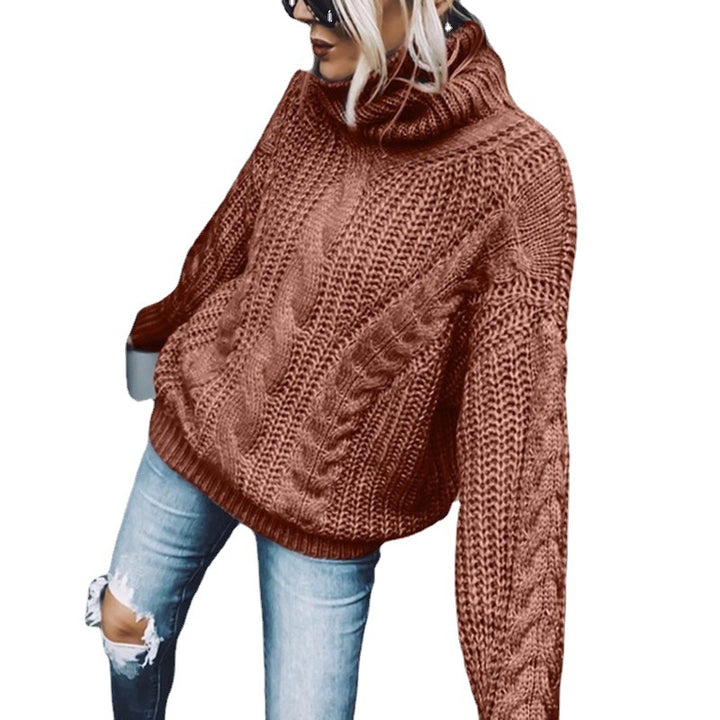Women nan Oversized knitted sweater with chunky cable pattern and roll neck Mune Fashion