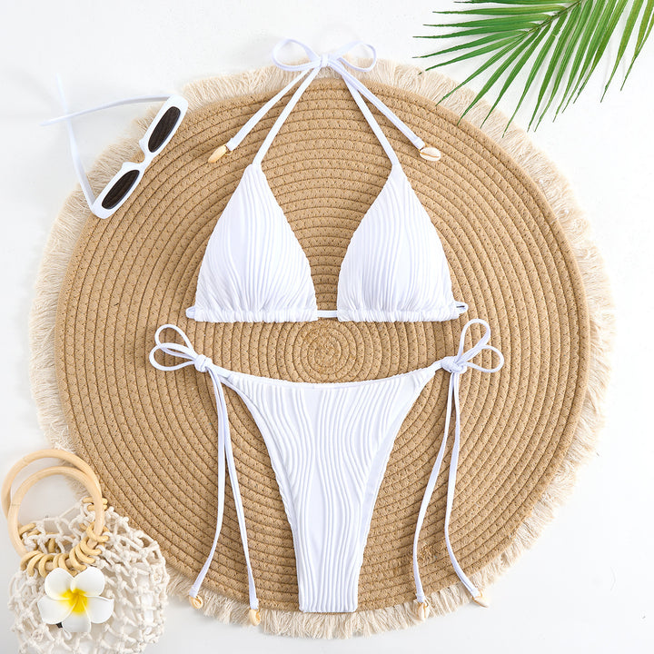 Women's Triangle Bikini Set with Adjustable Tie Details and Ruffled Design Mune Fashion