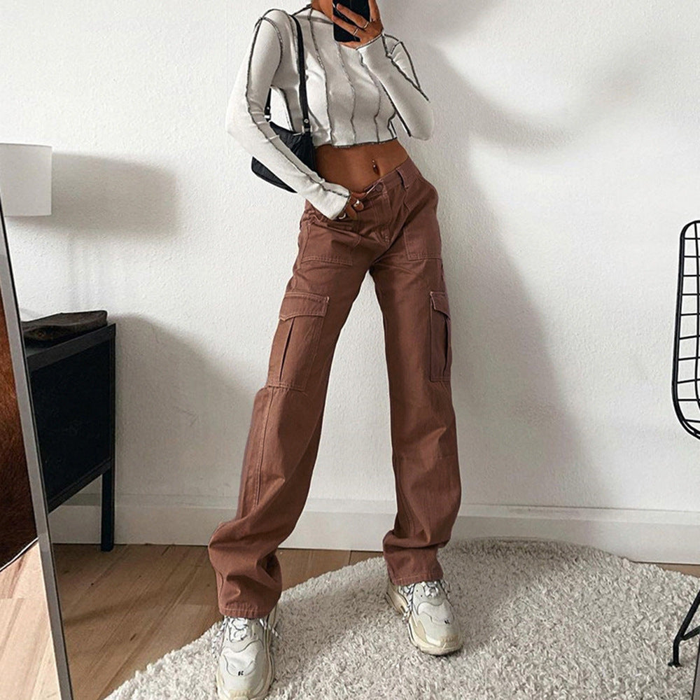 Women High-Waist Cargo Jeans in Relaxed-Fit with Wide Leg Mune Fashion
