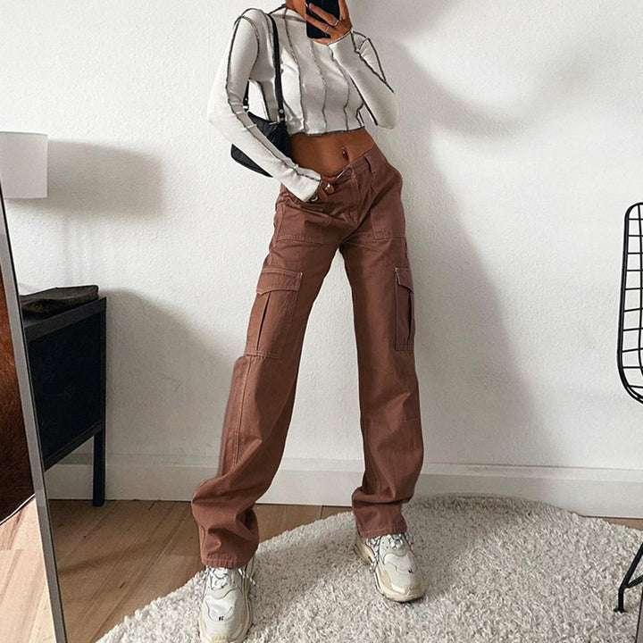 Women High-Waist Cargo Jeans in Relaxed-Fit with Wide Leg Mune Fashion