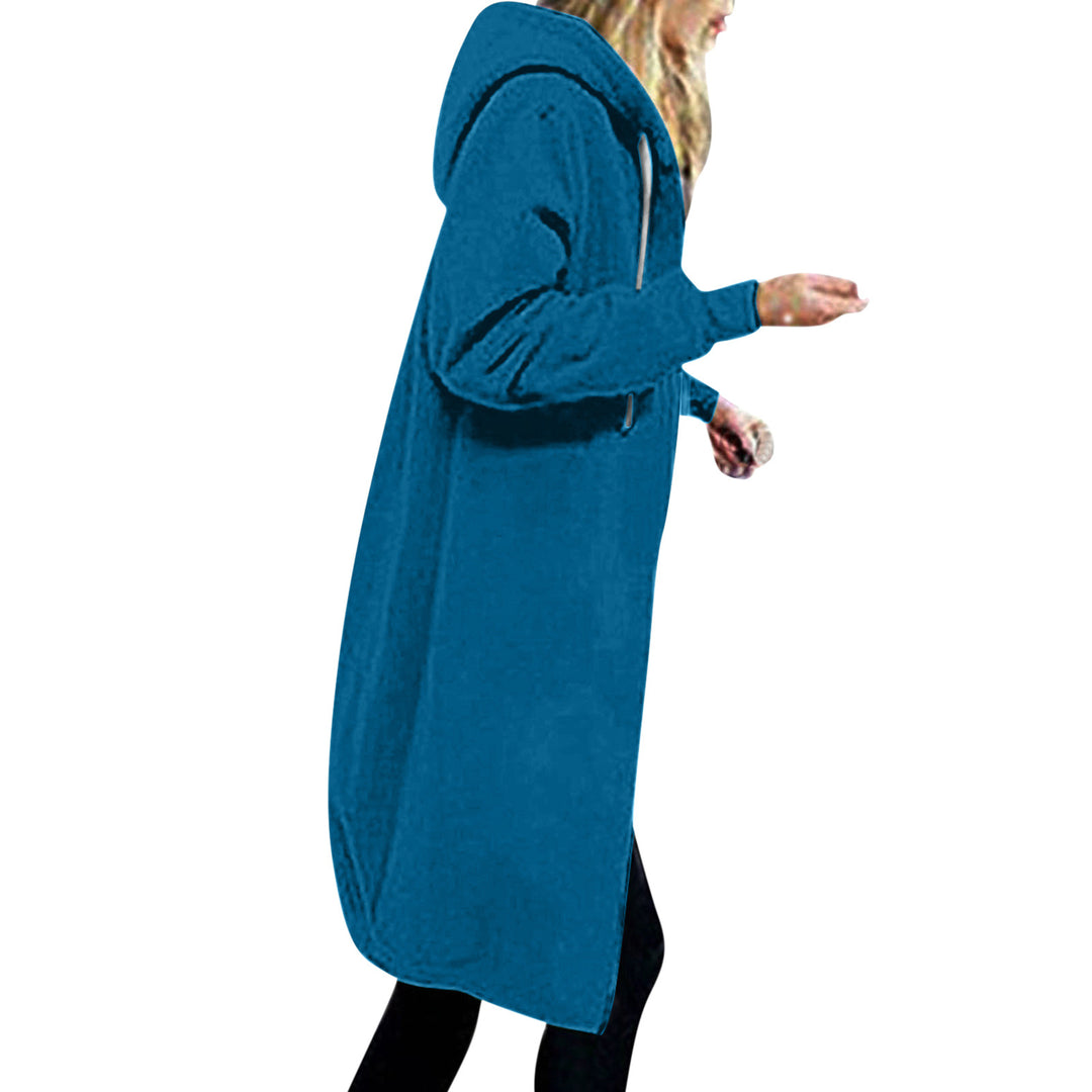 Women's longer oversized hoodie coat with rounded hem and zip pockets Mune Fashion