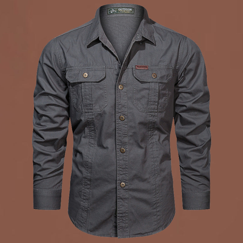 Men's western-inspired canvas shirt with ergonomic flap chest pockets and straight cut Mune Fashion