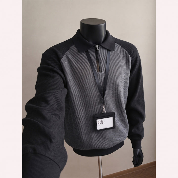 Men's Stylish Pullover with Stand-Up Collar and Zipper Mune Fashion