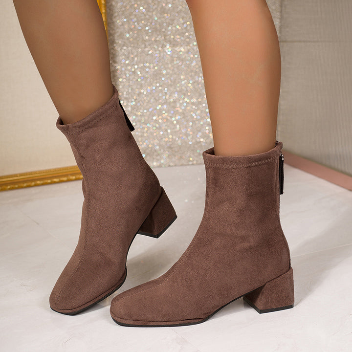 Women Elegant Suede Ankle Boots Mune Fashion
