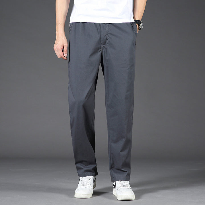 Men's Light Relaxed-Fit Chino Pants with Elastic Waistband & Straight Leg Mune Fashion