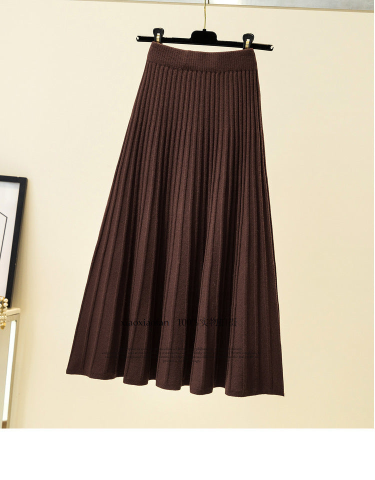 Ladies Pleated Maxi Skirt made of soft knit Mune Fashion 1787632206