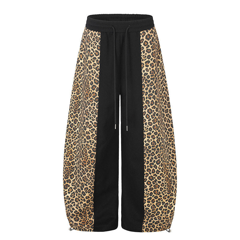 Women's Extra Wide Palazzo Jogpants with Leo Panels, Drawstring Waistband, and Adjustable Hem Mune Fashion