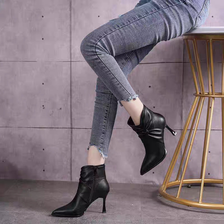 Women Elegant Ankle Boots with Bow Detail Mune Fashion