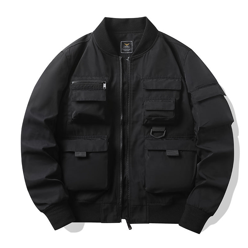 Men's Multi-Pocket Tactical Bomber with Modular Exterior Pockets and D-Ring Details Mune Fashion