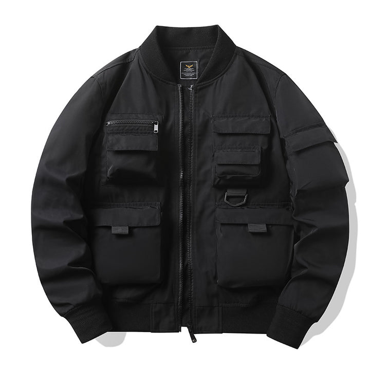 Men's Multi-Pocket Tactical Bomber with Modular Exterior Pockets and D-Ring Details Mune Fashion