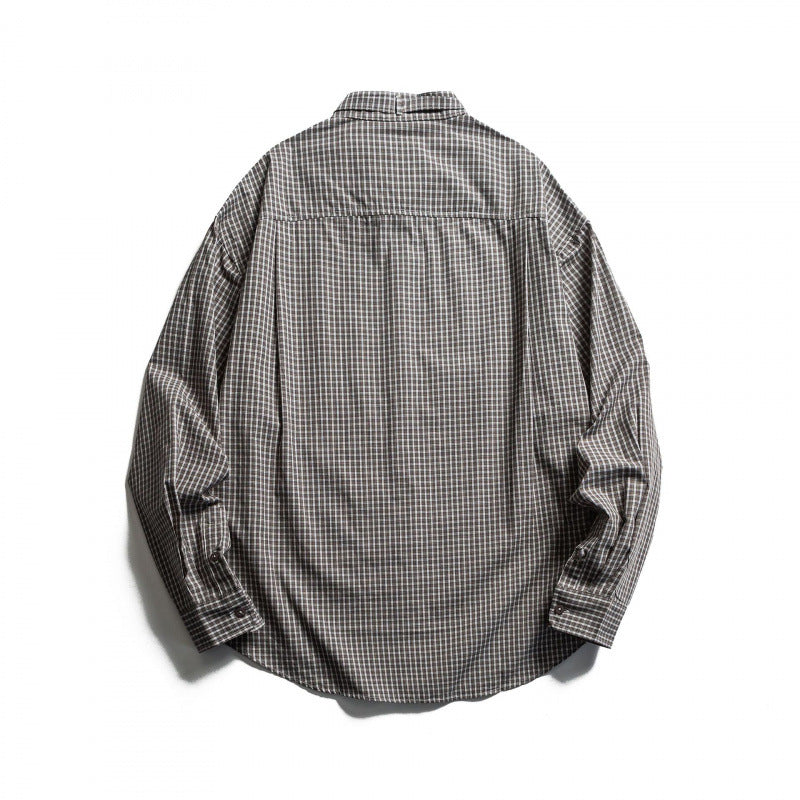 Men's Checked Oversize Shirt with Stand Collar, Drawstring and Raglan Sleeves Mune Fashion