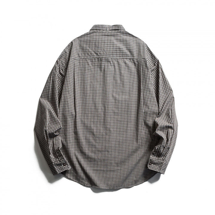 Men's Checked Oversize Shirt with Stand Collar, Drawstring and Raglan Sleeves Mune Fashion