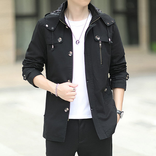 Men's lightweight canvas field parka with hood, chest zip and adjustable waist tabs Mune Fashion