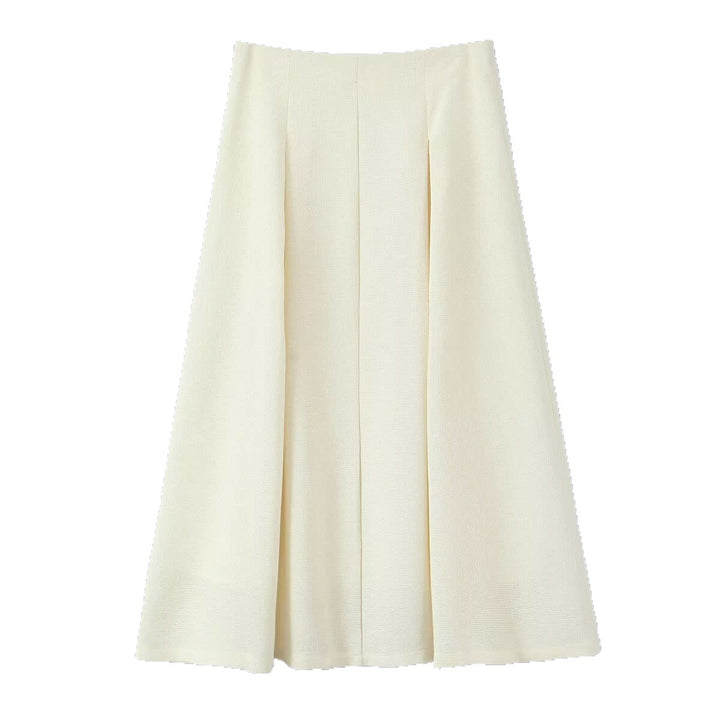 Women's midi skirt with tailored A-line and piped box pleats Mune Fashion