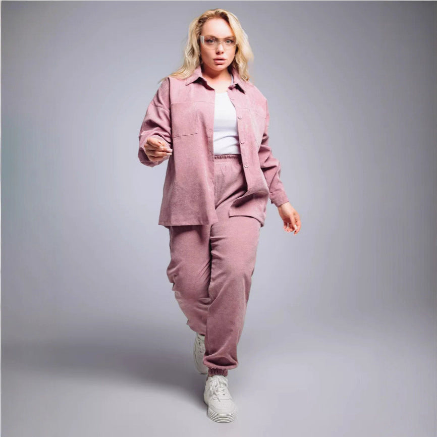 Women's oversized cord set with shirt jacket and elastic jog pants Mune Fashion