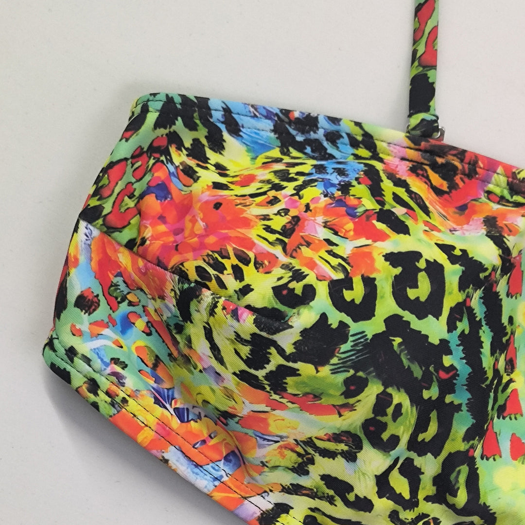 Women's High-Cut Bikini with Colorful Leopard Print Mune Fashion