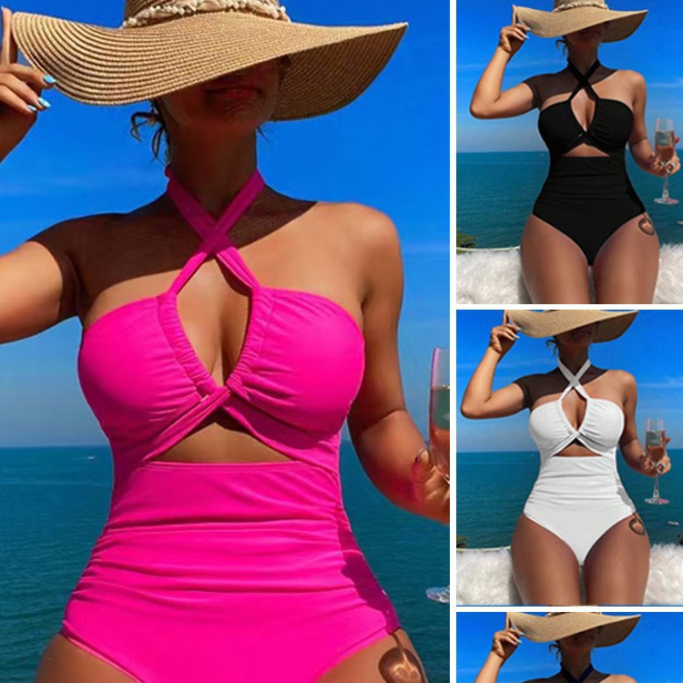 Ladies High-cut Monokini with sophisticated cross-design Mune Fashion