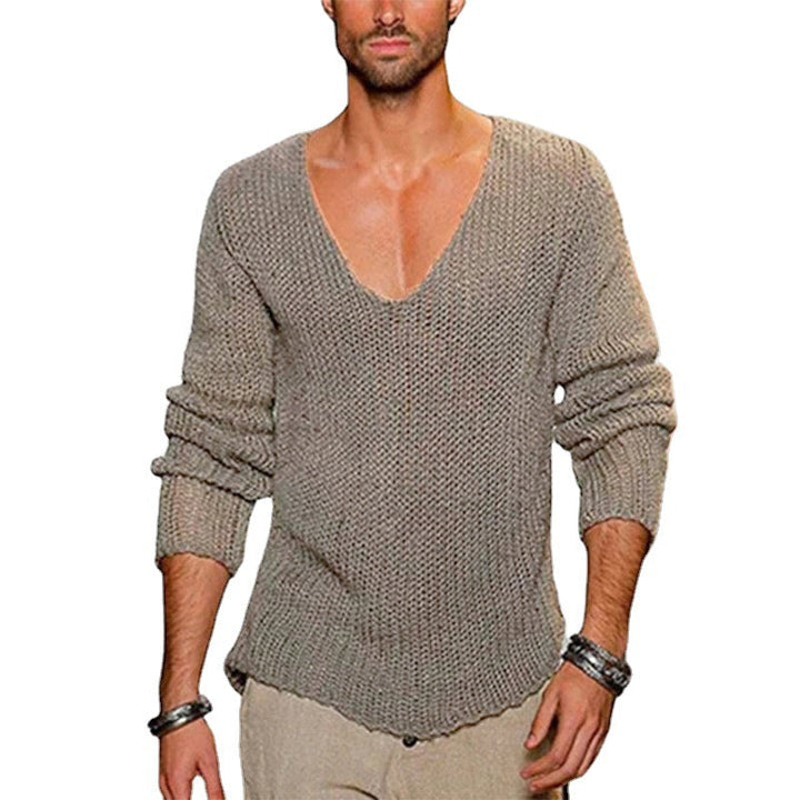 Mune | Men's casual knit sweater with deep V-neck and comfortable fit
