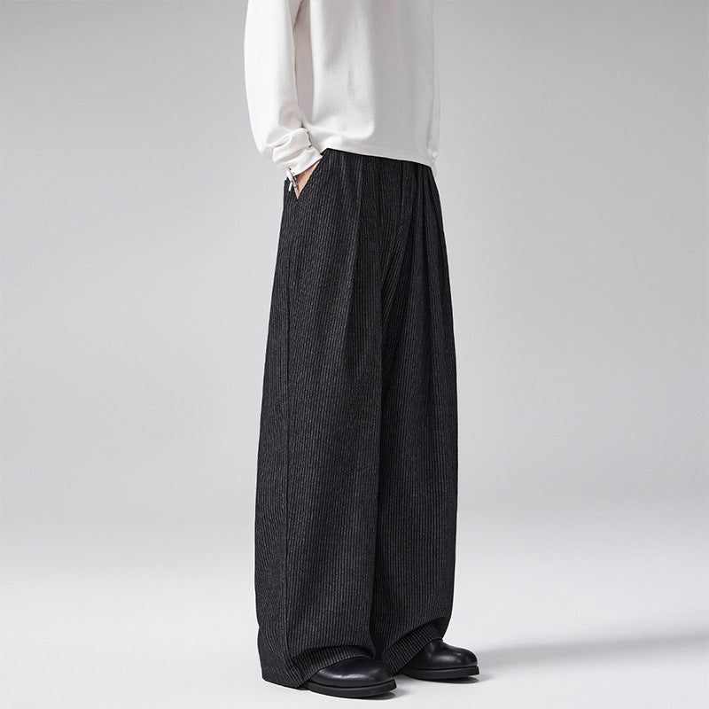 Men's wide pleated trousers made of wool blend in palazzo cut with pinstripes Mune Fashion