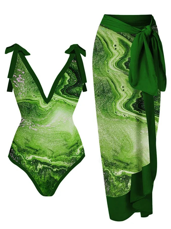 Women's Swimwear Set with Stylish Wrap Skirt Mune Fashion