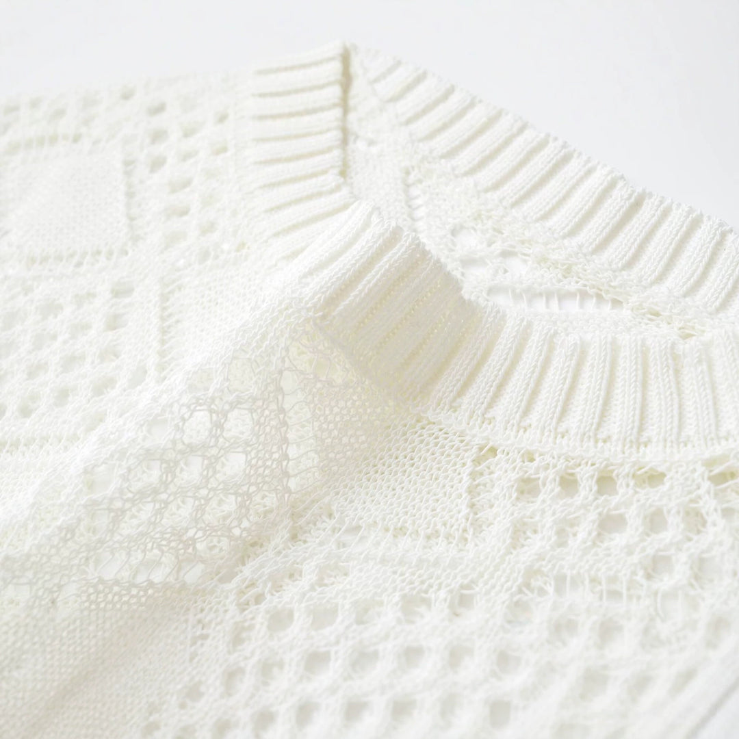 Women's Lo... pullover with diamond pattern and round neck Mune Fashion