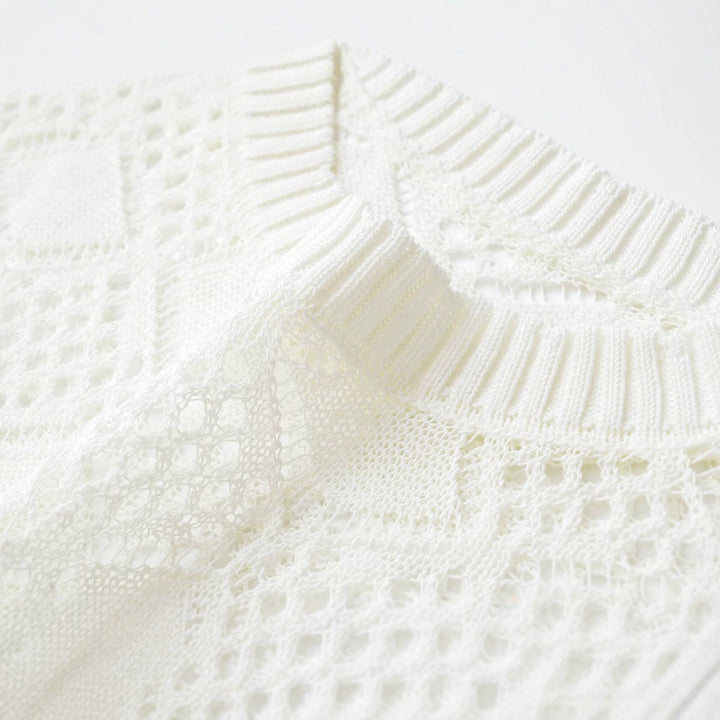 Women's Lo... pullover with diamond pattern and round neck Mune Fashion