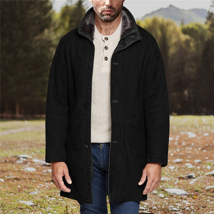 Men's coat in field coat style with teddy collar and two-way zipper Mune Fashion
