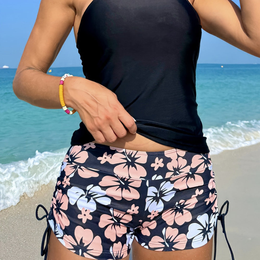 Women's Tankini Set with Casual Top and High-Waisted Shorts Mune Fashion