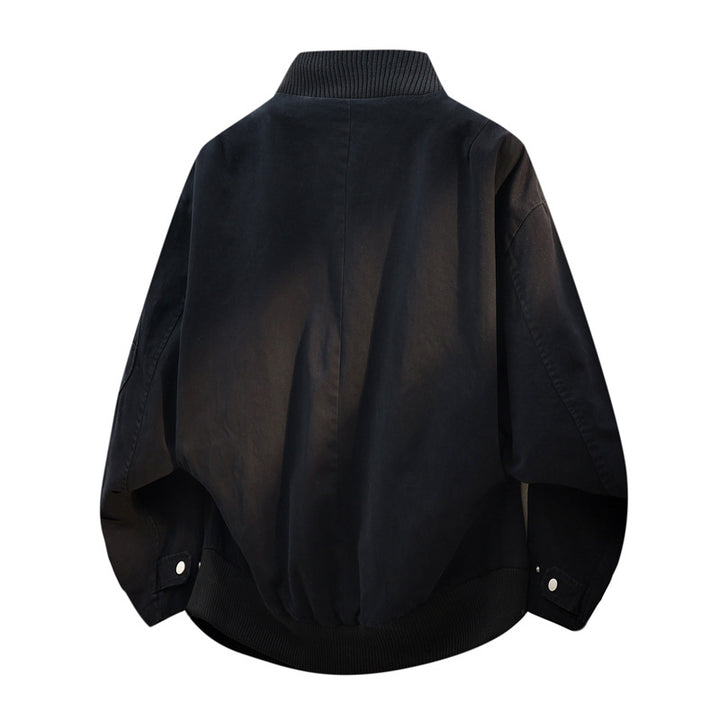 Men's Oversize Bomber Jacket in Utility Look with Stand-up Collar, Multiple Zippers & Arm Pocket Mune Fashion