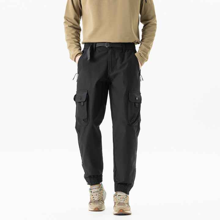 Men's Tapered Cargo Jogger Pants in Tactical Utility Style with Elastic Ankle Hem and Multiple Pockets Mune Fashion