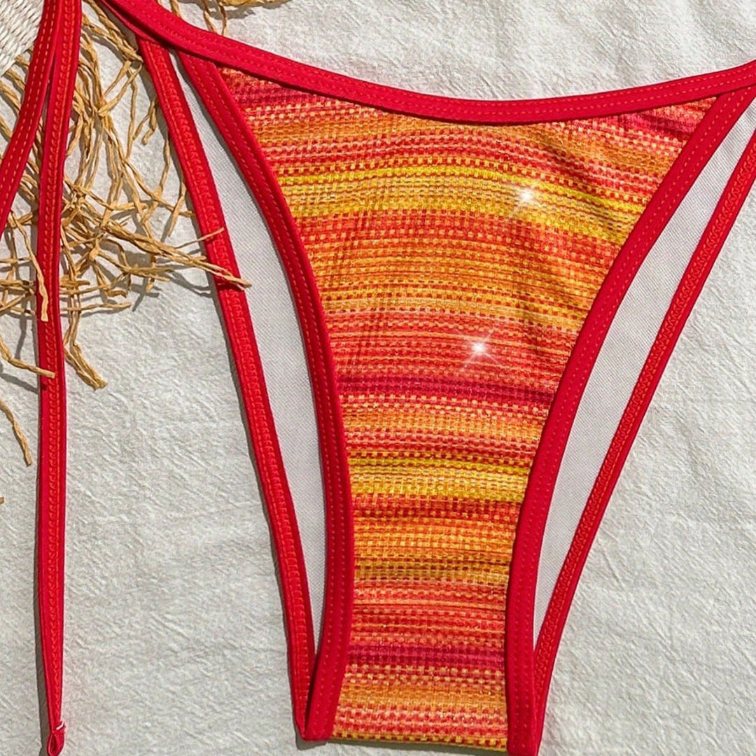 Women's Triangle Bikini with Fashionable Stripe Design Mune Fashion