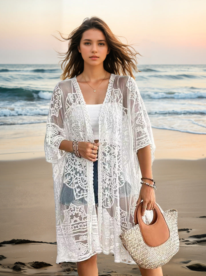 Women romantic crochet beach cover-up Mune Fashion