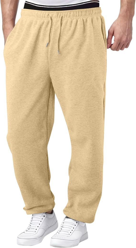 Men's nan Relaxed-Fit Sweatpants with straight leg fleece lining and elastic drawstring waistband Mune Fashion