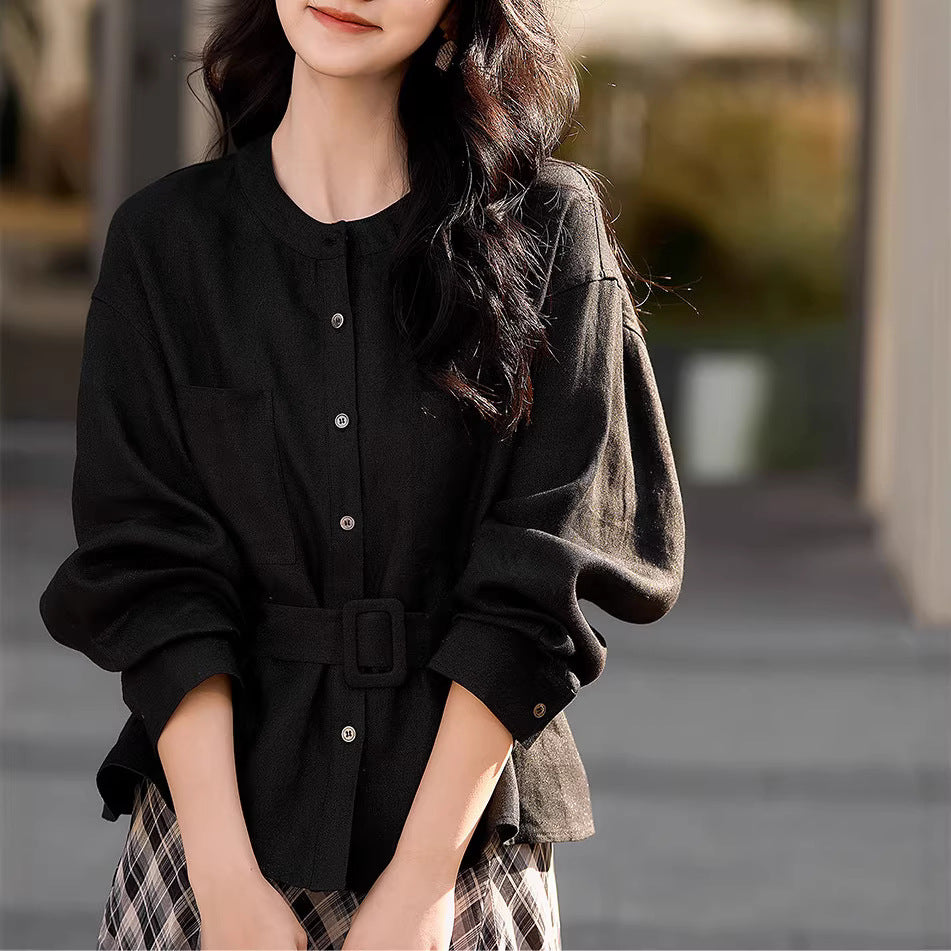 Women's Stylish Oversized Blouse with Belt Mune Fashion