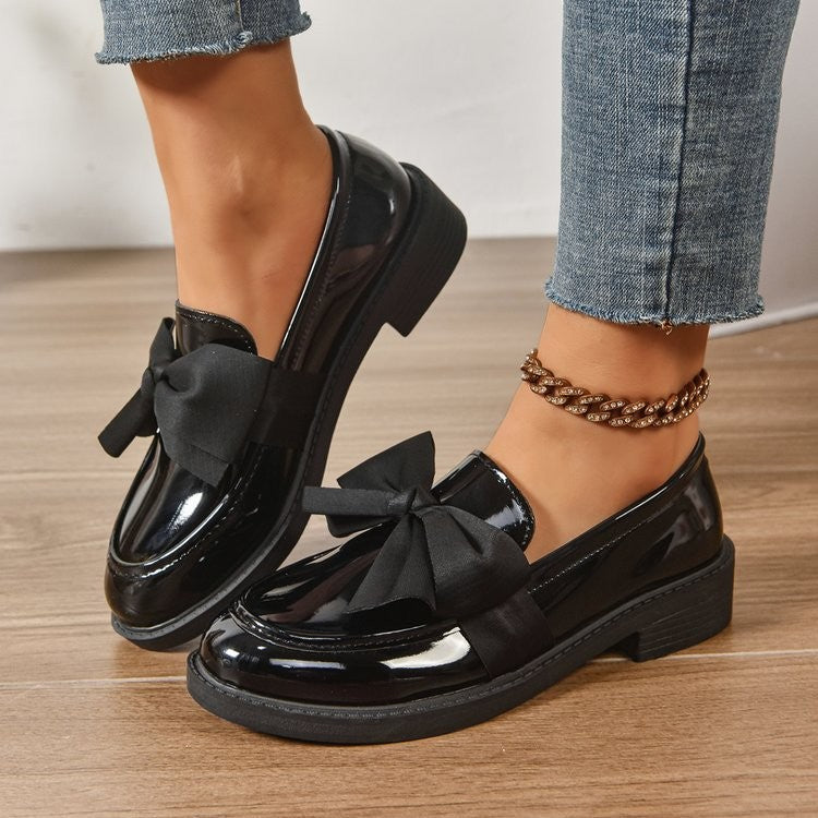 Damen Loafer mit Karo‑Muster und Schleifenapplikation Mune Fashion
