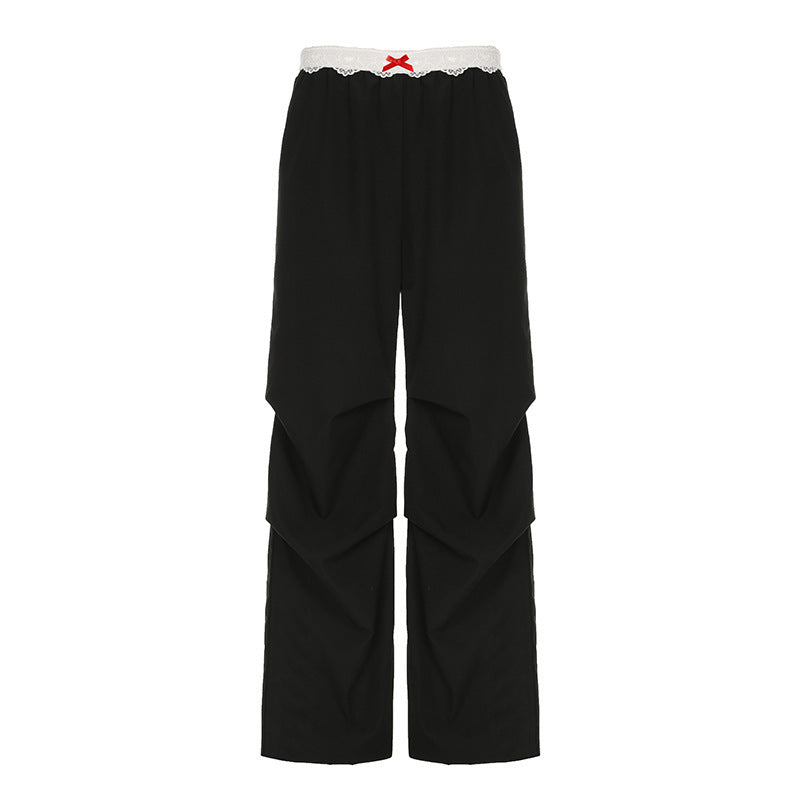 Women’s loungewear sleep pants with layered ruffles, elastic lace waistband, and wide leg Mune Fashion