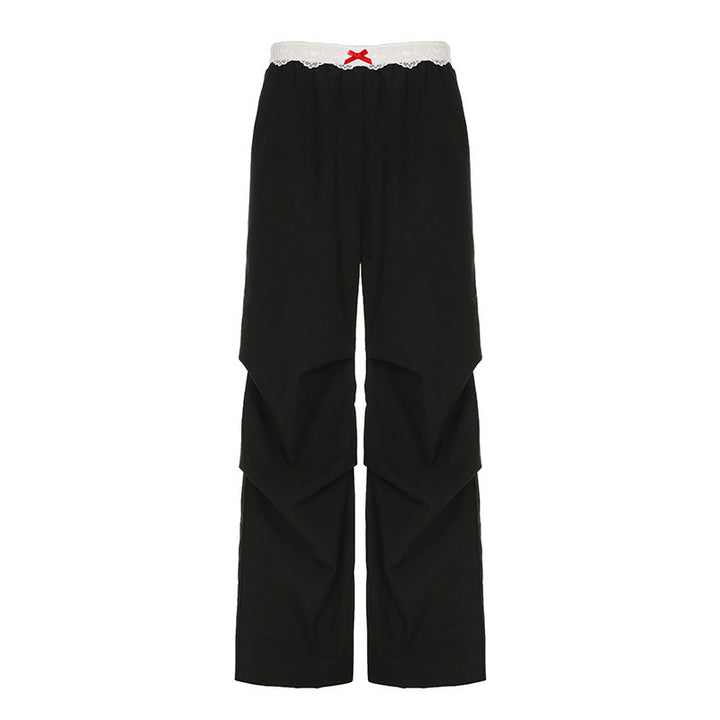 Women’s loungewear sleep pants with layered ruffles, elastic lace waistband, and wide leg Mune Fashion