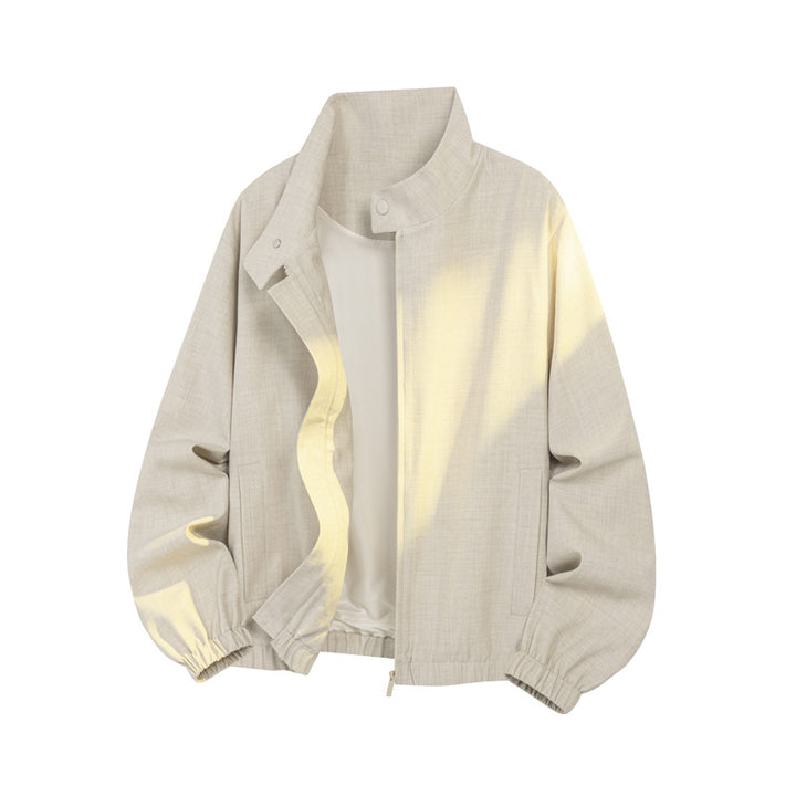 Men's Lightweight Transitional Jacket with Stand-Up Collar and Zipper Mune Fashion